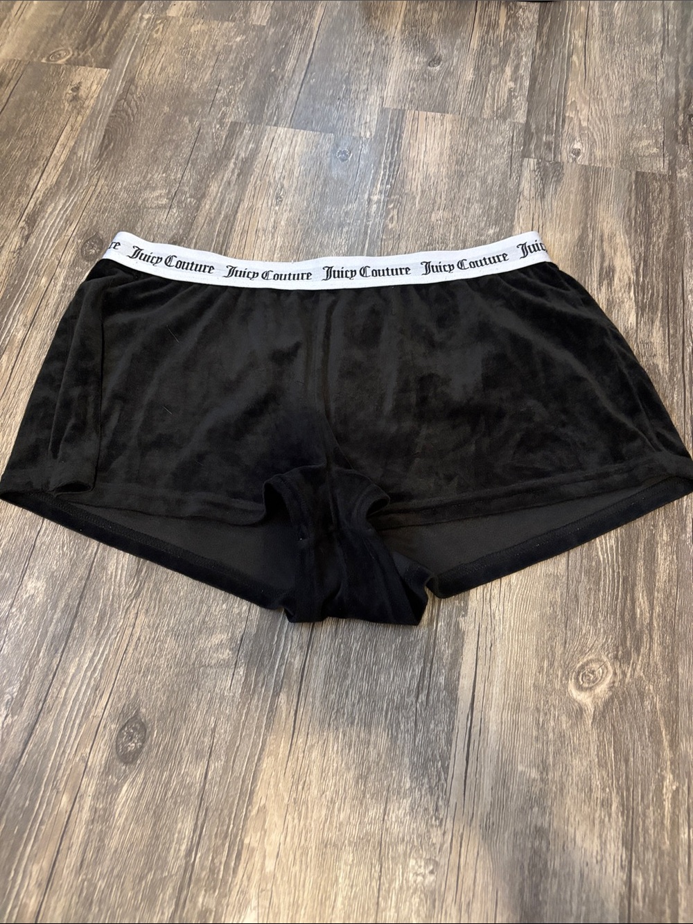 Juicy Couture Black Velour Athletic Shorts with Logo Waistband